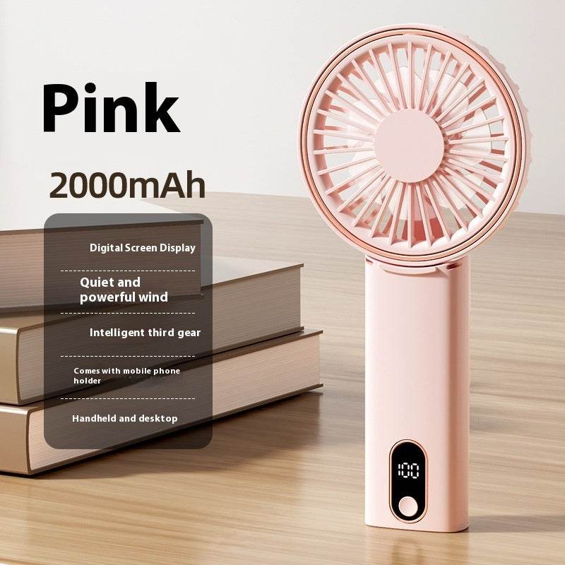 Mini Folding Digital Display Mute Refrigeration Handheld Fan - Velora