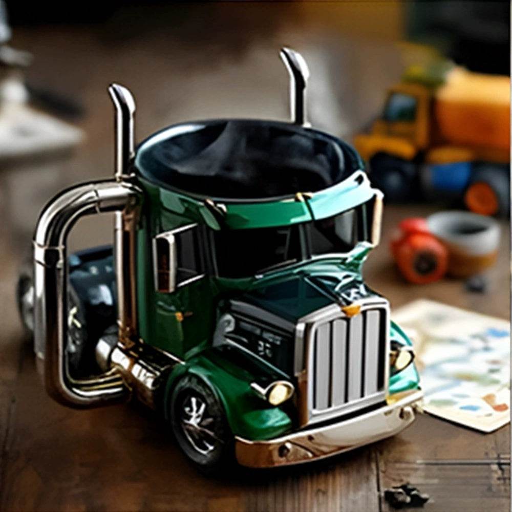Durable Truck Coffee Mug Semi Truck Handcrafted Coffee Cup Semi-trailer Shaped Semi-Truck Coffee Mugs For Family - Velora