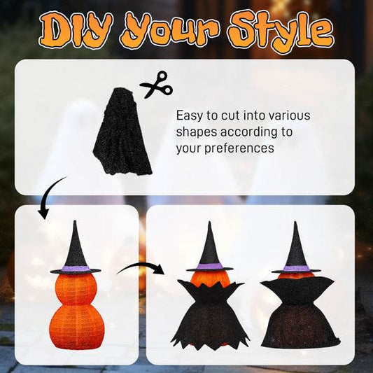 2Packs 3FT Halloween Collapsible Lighted Pumpkin Decoration, 176 LED Pop-Up Pumpkin Lamp With Cape, Plug In Halloween Jack-O-Lantern With Metal Stand For Indoor Outdoor Garden Patio Party Decor - Velora