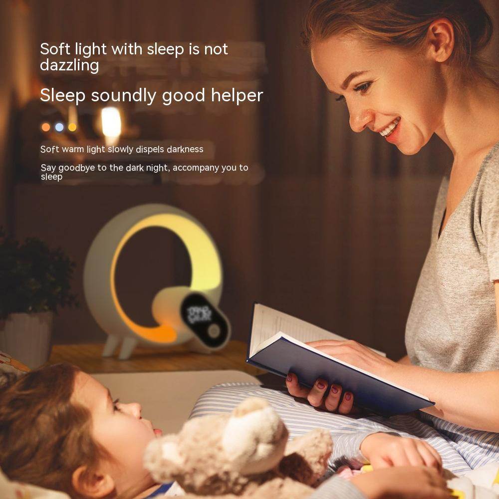 Creative Q Light Analog Sunrise Digital Display Alarm Clock Bluetooth Audio Intelligent Wake-up Q Colorful Atmosphere Light - Velora