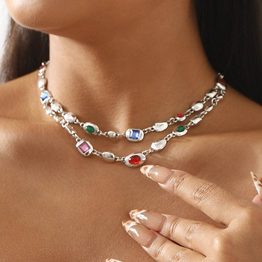 Ethnic Style Diamond Double-layer Necklace - Velora