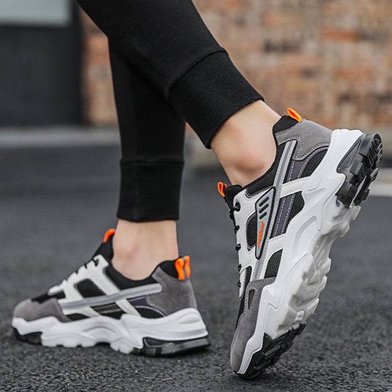 Black White Lace-up Sneakers Men Outdoor Breathable Csual Mesh Shoes Lightweight Running Sports Shoes - Velora