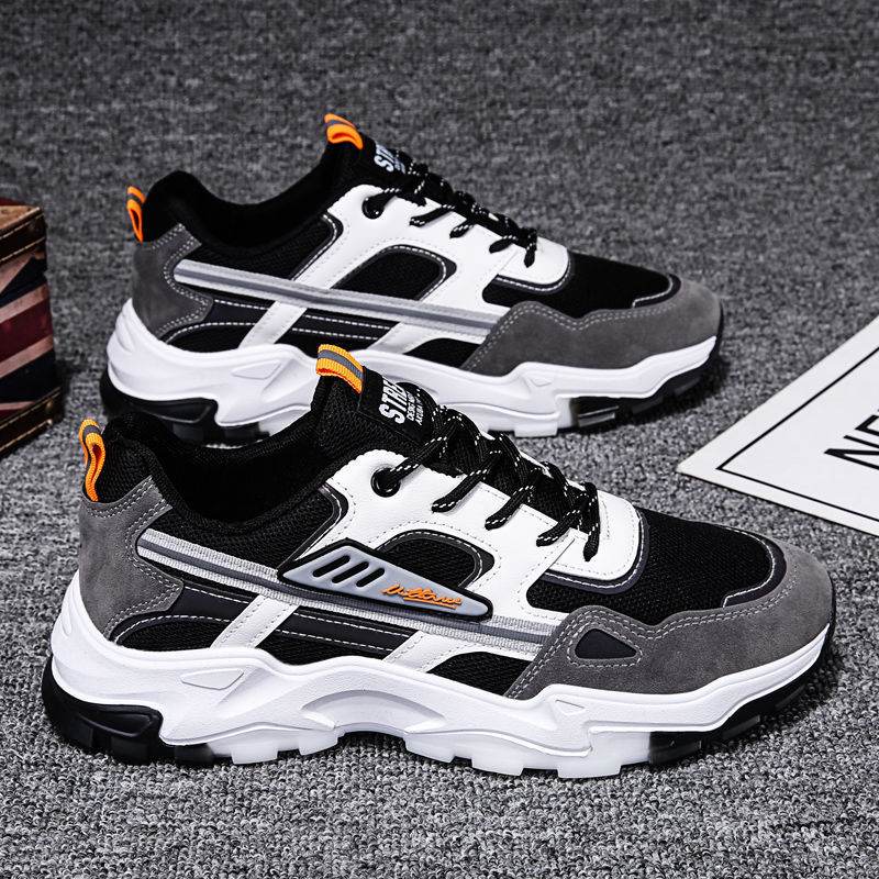 Black White Lace-up Sneakers Men Outdoor Breathable Csual Mesh Shoes Lightweight Running Sports Shoes - Velora