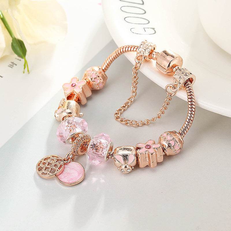 Fashion Love Geometric Rose Gold Bracelet Women's Jewelry - Velora