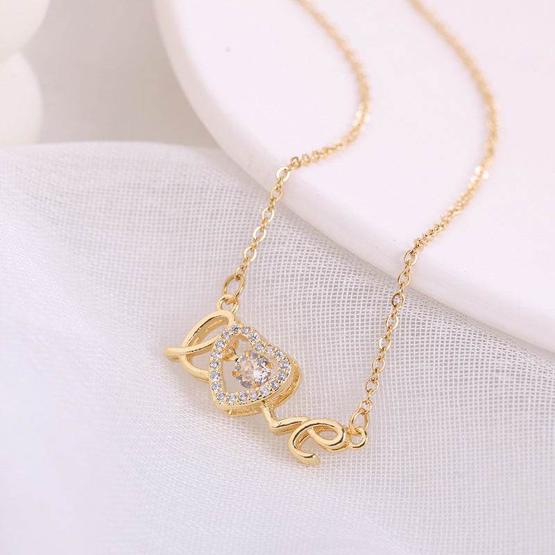 Valentines Day Gift New Titanium Steel Necklace Fashion New Love Smart Necklace Female Clavicle Chain Fashion Jewelry Woman - Velora