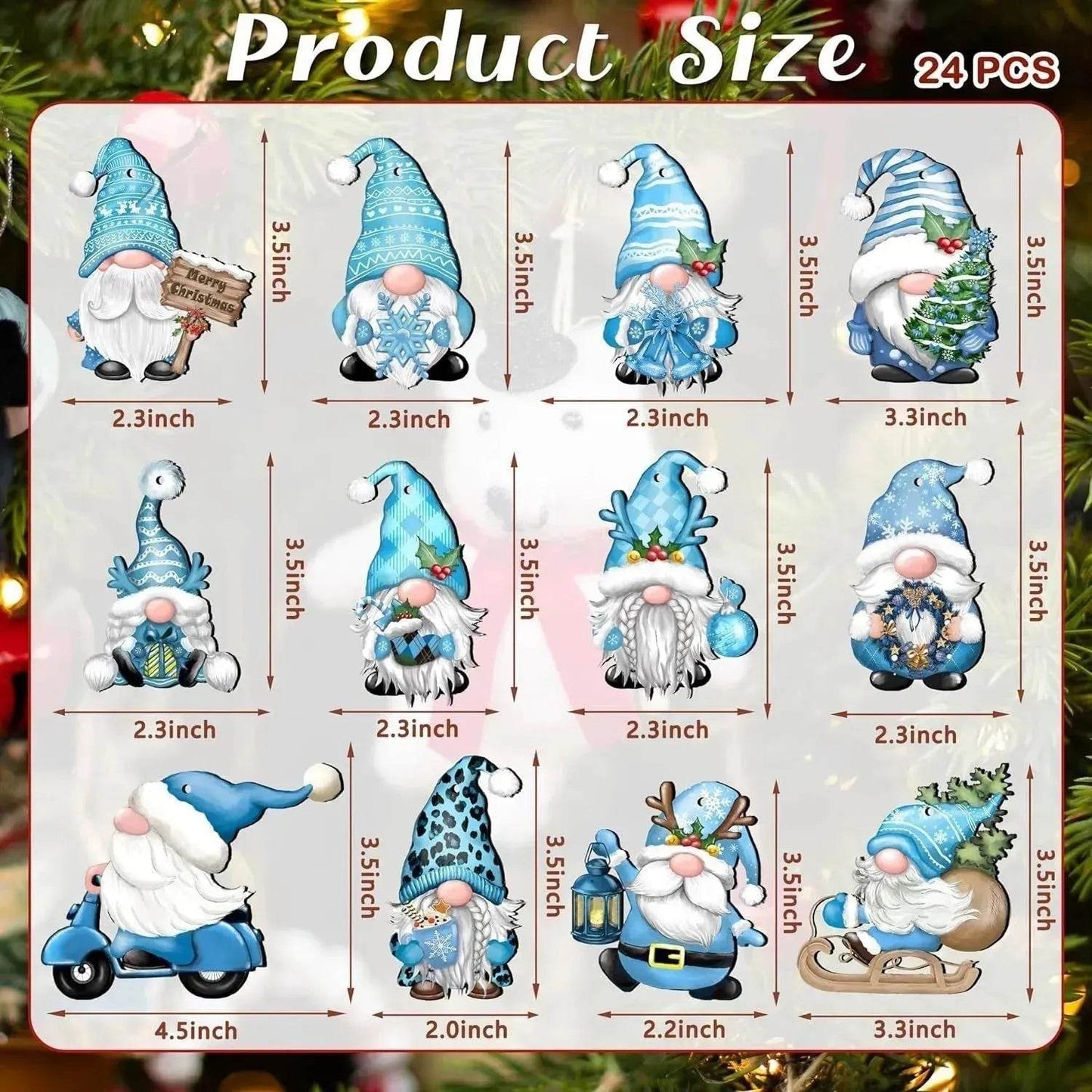 24 PCs Christmas Wooden Hanging Ornaments - Velora