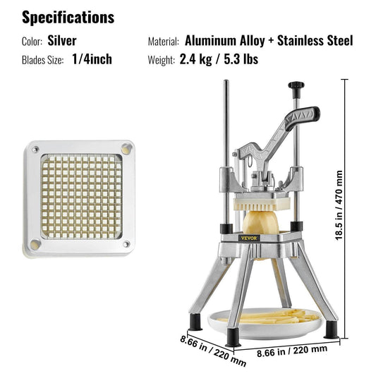 Blade Heavy Duty Professional Food Dicer Kattex French Fry Cutter Onion Slicer Stainless Steel For Tomato Peppers Potato Mushroom - Velora