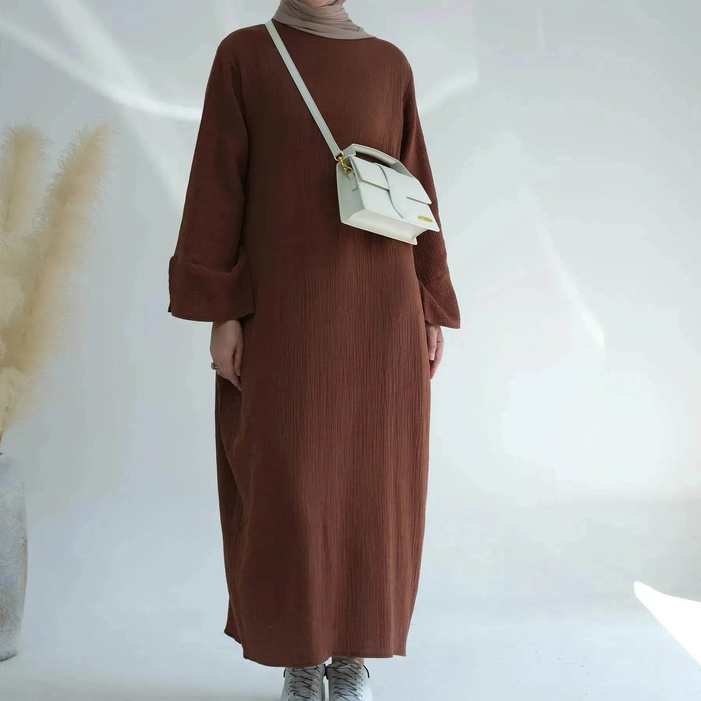 Plain Abaya Dress Eid Abaya 2025 Simple cotton abaya - Velora