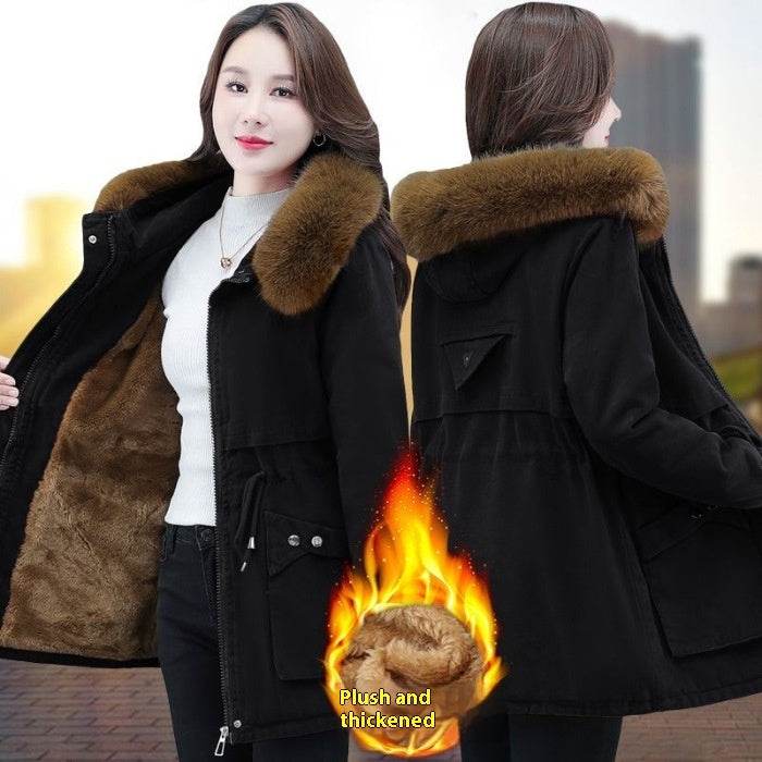 Women's Short Winter Loose Fleece Padded Coat - Velora