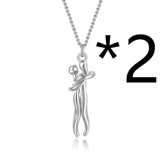 Hot Sale Affectionate Hug Necklace Couples Anniversary Valentine's Day Gift Fashion Punk Street Style Pendant Necklace - Velora