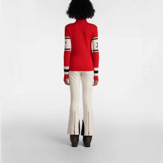 Letter Stripes Jacquard Knitted Slim Fit Sweater Women - Velora