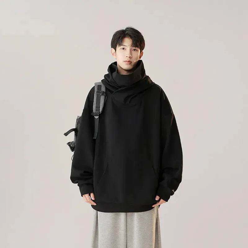 Autumn Winter Oversized Turtleneck Hoodie Pullover for mens