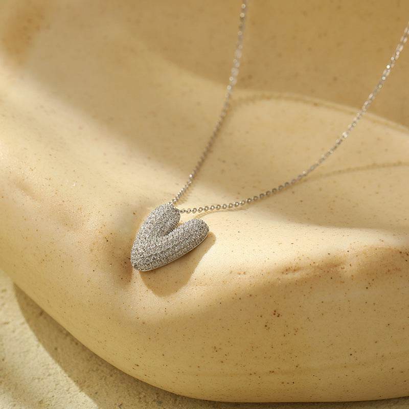 Silver 26 Letter Bubble Necklace For Women Full Diamond - Velora