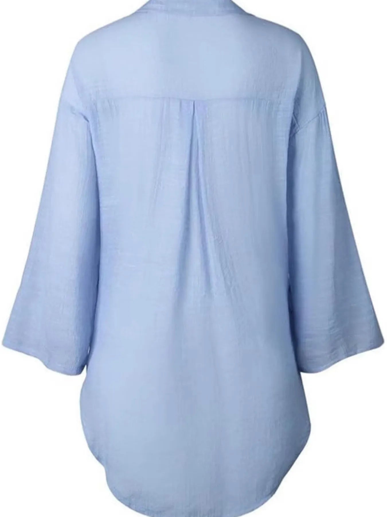 Linen Blend Button-Down Tunic Shirt - Velora