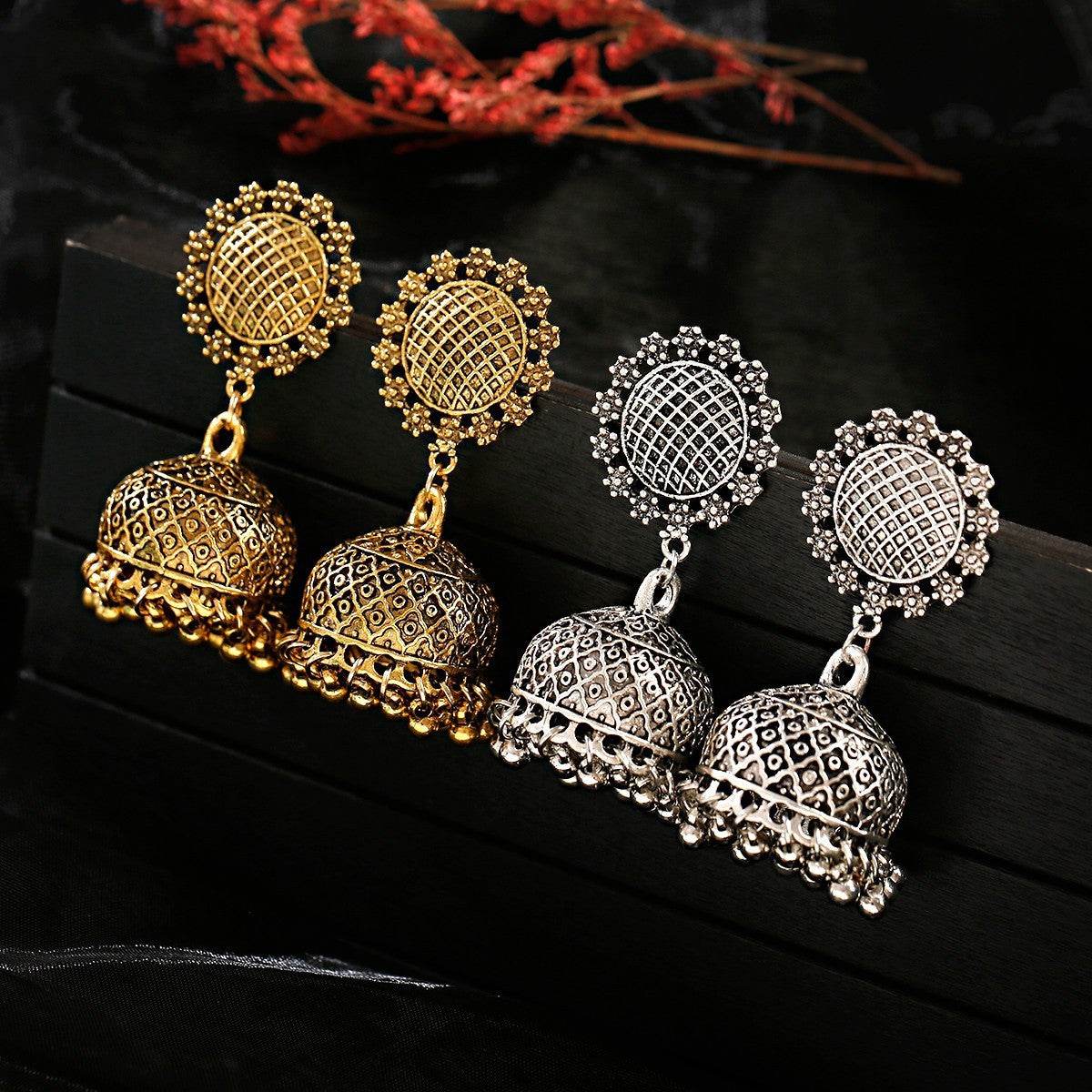 Bohemian Water Drop Ear Studs Buddha Light India Thailand Alloy Round Ring Earrings - Velora