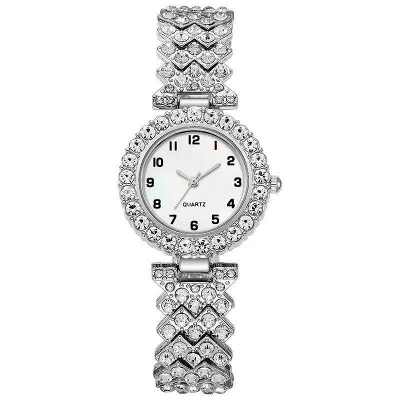 Fashion Jewelry 2pcs Luxury Fashion Women Watch Set Silver Strap Ladies Quartz Wristwatch Alloy Bracelet For Ladies Jewelry Set Clock Gift - Velora