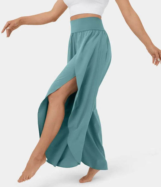 Loose Split Yoga Pants Summer Elastic High Waist Wide Leg Trousers Women's Fashion Versatile Clothing - Velora