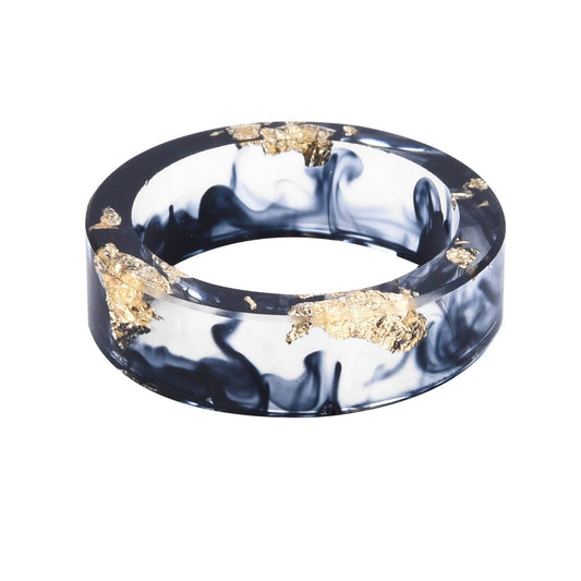 New dried flower resin ring Sen Xiao small handmade flower gold foil color Epoxy ring - Velora