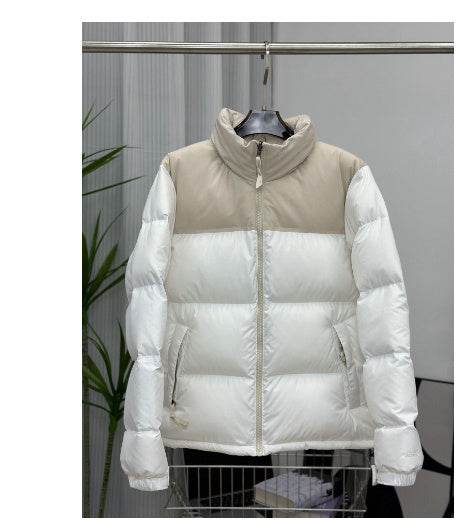 Winter Stand Collar Contrast-colored Coat Cotton Padded Jacket For Men Women Clothing - Velora