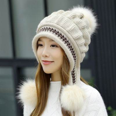 Cozy Knit Fleece-Feel Beanie With Ear Flaps & Pompom Warm Winter Hat For Women Perfect For Skiing & Outdoor Activities - Velora