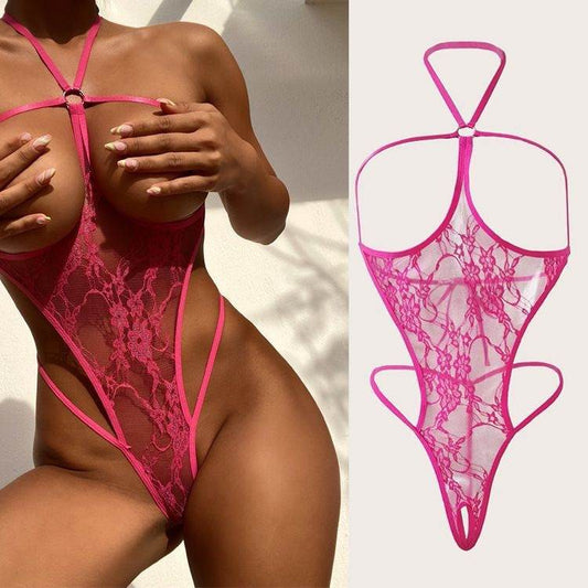 Tight Open Suspender Halterneck Fishnet Stockings And Stockings - Velora