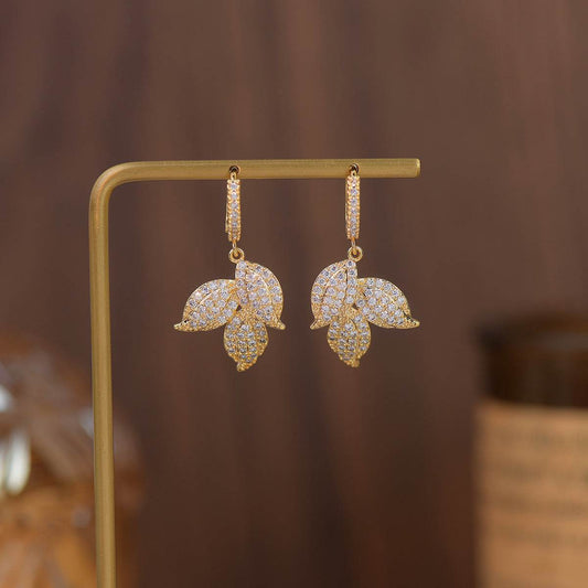 Light Luxury Gold Leaf Exquisite Earrings Light Luxury Temperament - Velora