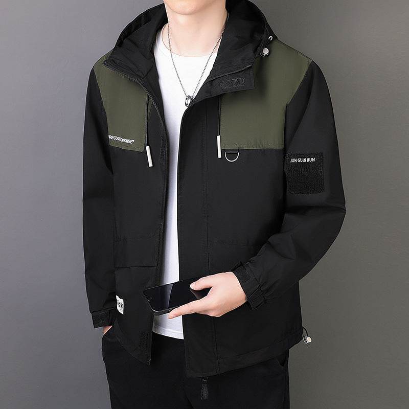 Men's Windproof Jacket Outdoor Loose Hooded Waterproof Jacket - Velora