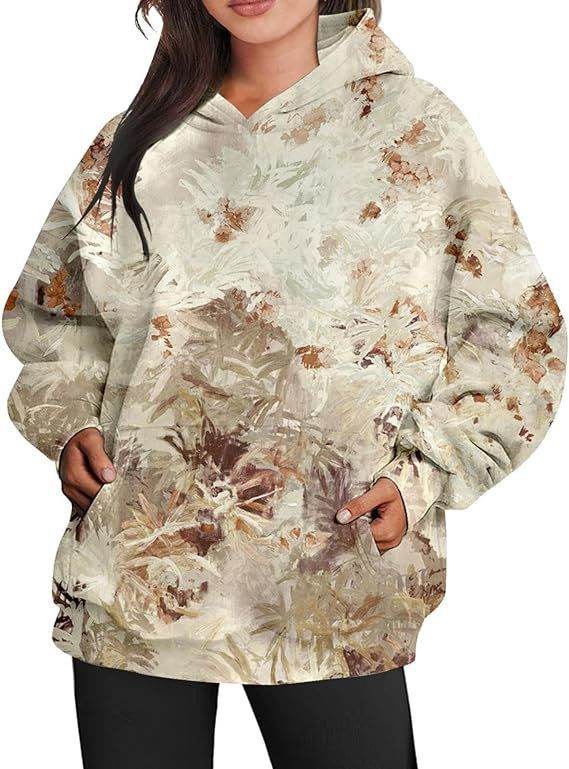 Camouflage Hoodie Maple Leaf Print Oversized Sports Hoodie With Pocket Break - Velora