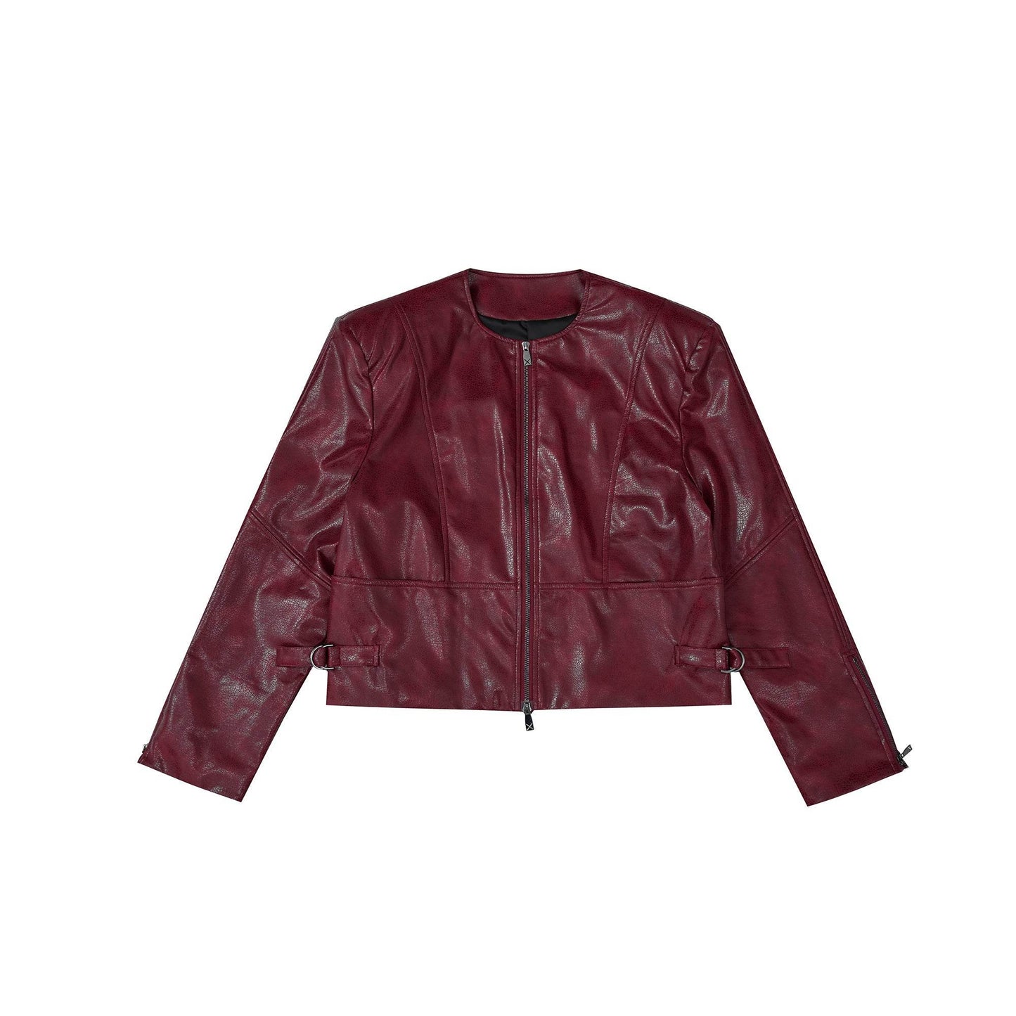 Texture Sense Padded Shoulder Leather Coat Men - Velora