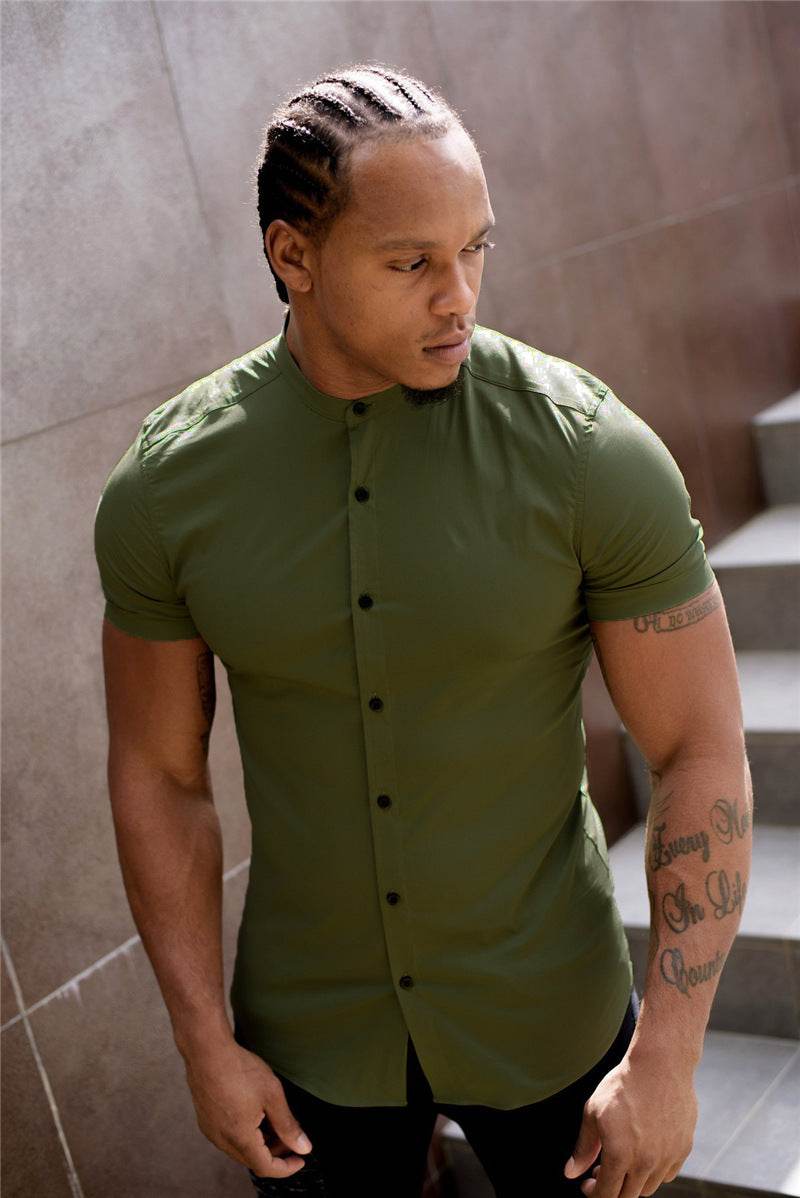 New Summer Shirt Fitness Clothing Cotton Tops Short Sleeve Sports Shirts Brand Mens Short Cool Casual Fashion Breathable Shirt - Velora