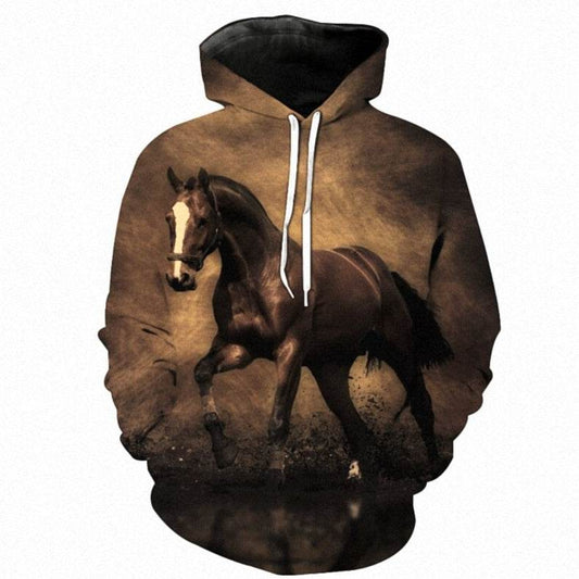 Horse Print Couple Long Sleeve Hoodie - Velora