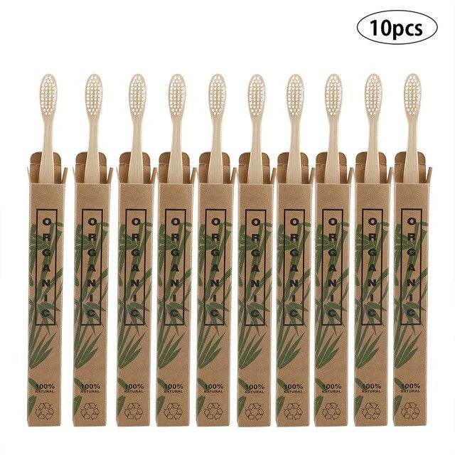 10pcs Bamboo toothbrushes - Velora