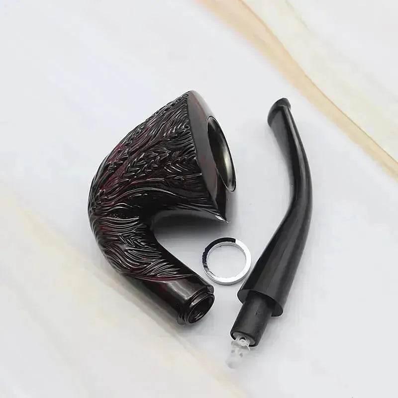 Carved Rice Ear Big Head Iron Pot Smoking Pipe - Velora