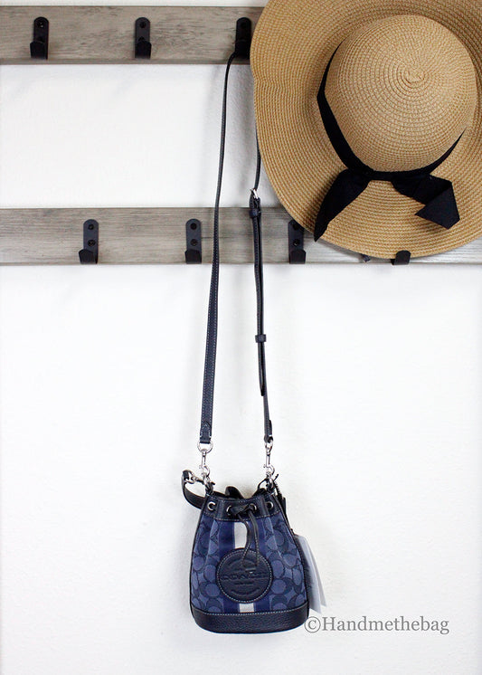 Coach Dempsey Mini Jacquard Denim Crossbody Bucket
