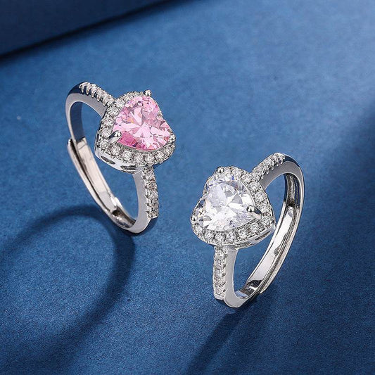 Fashion Jewelry Micro-encrusted Zircon Diamond Love Peach Heart Ring Female Luxury High-end Marriage Niche Temperament Hand Jewelry - Velora