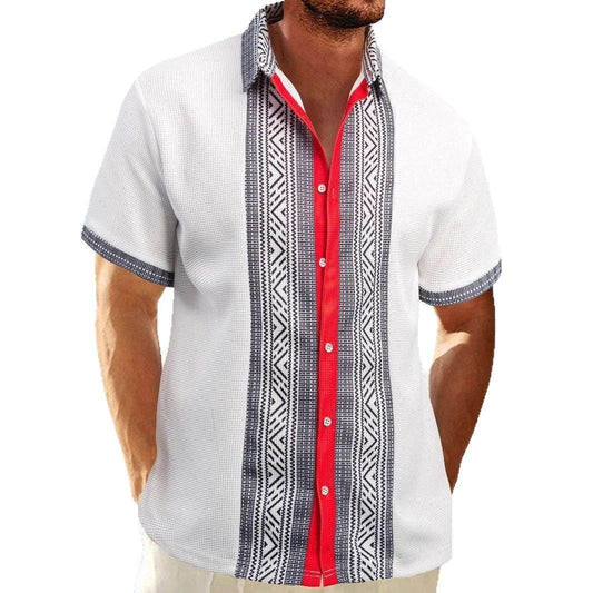 Printed Button Short Sleeve Men - Velora
