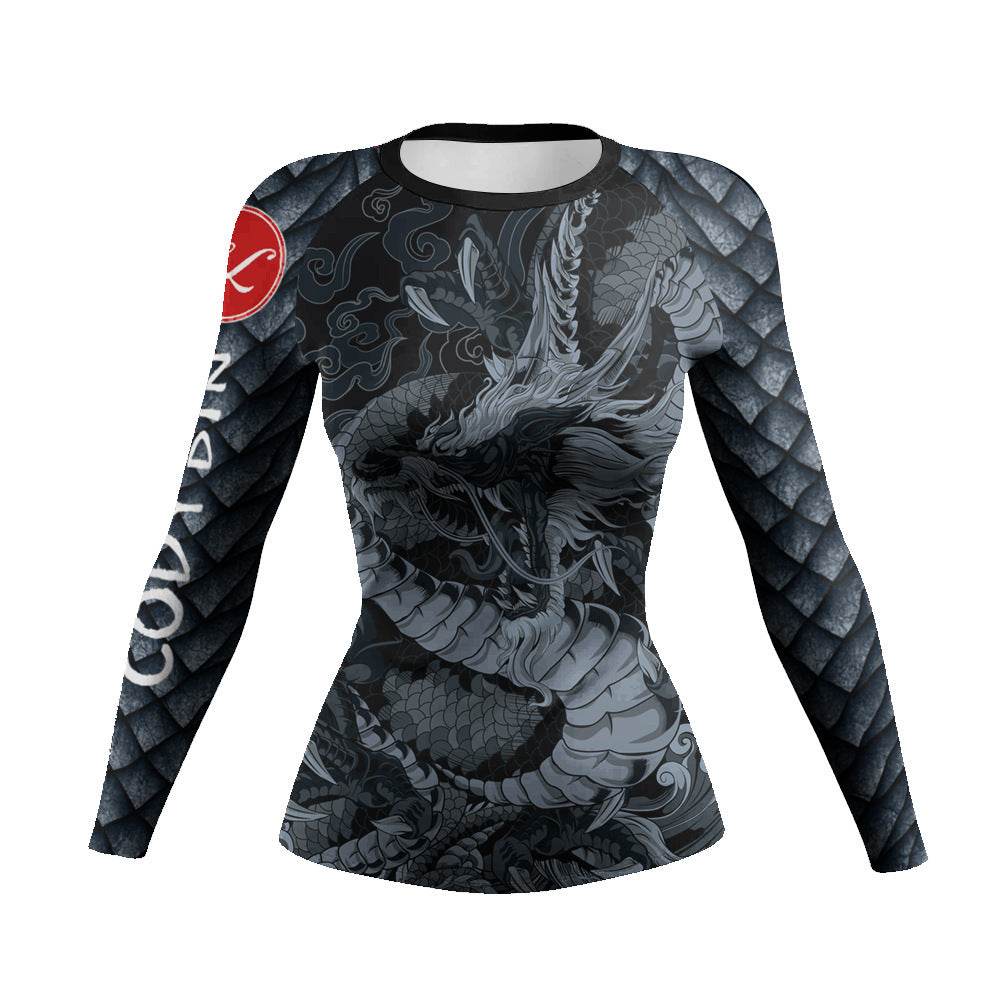 Printed Slim Fit Long Sleeve Workout Tops for Women - Velora