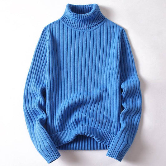 Turtleneck Sweater Men Women Ins Fashion Solid Striped Bottoming Sweater Autumn And Winter Tops Clothing - Velora