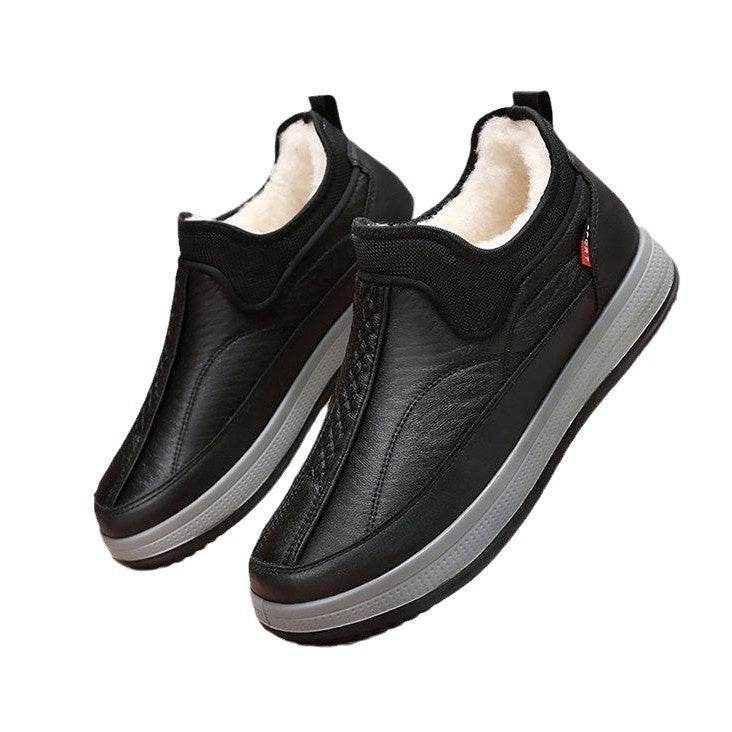 Winter Warm Fleece Snow Boots Round-toed Platform Ankle Boot Fashion Simple Non-slip Flat Cotton Shoes Men - Velora