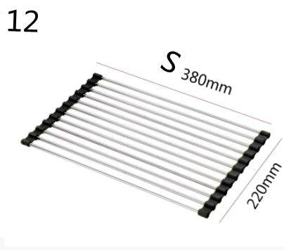 Folding Kitchen Drain Sink Rack Stainless Steel sink caddies - Velora