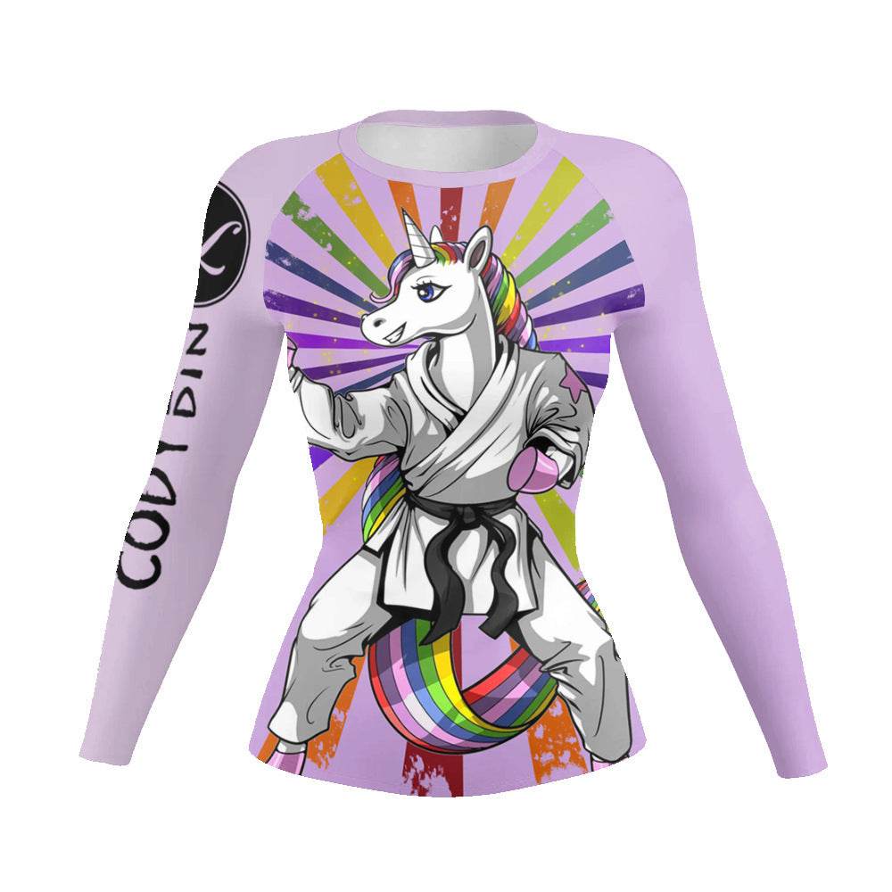 Printed Slim Fit Long Sleeve Workout Tops for Women - Velora