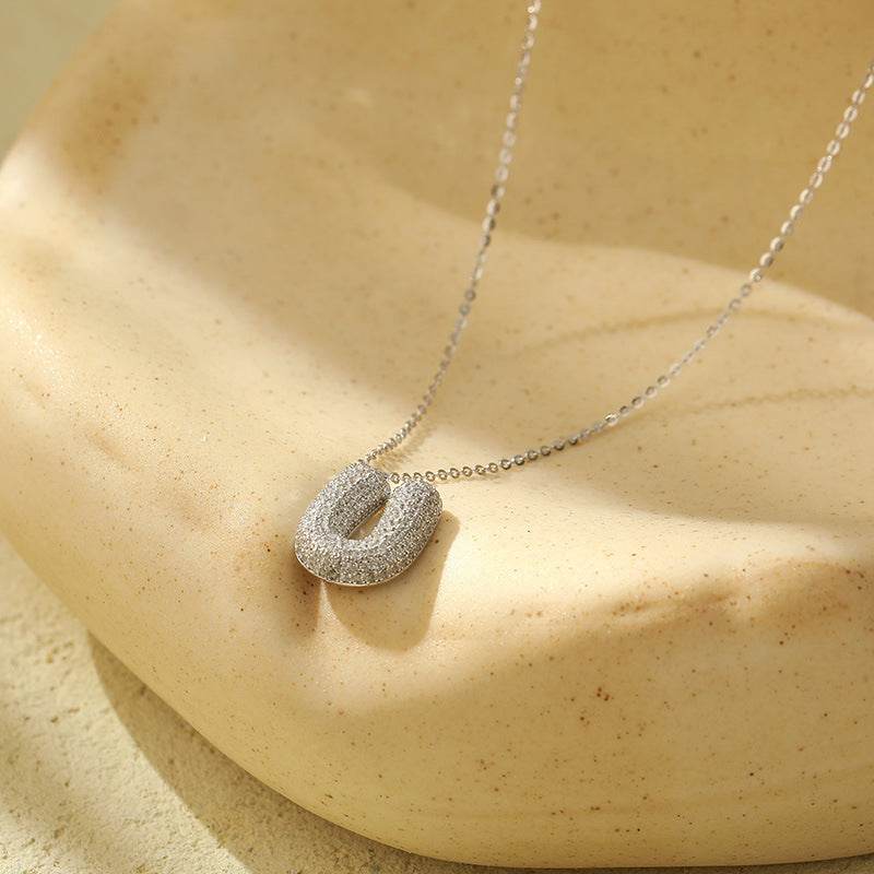 Silver 26 Letter Bubble Necklace For Women Full Diamond - Velora