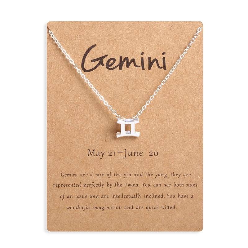 12 Zodiac Sign Necklaces With Gift Card Constellations Pendant Necklace Jewelry - Velora