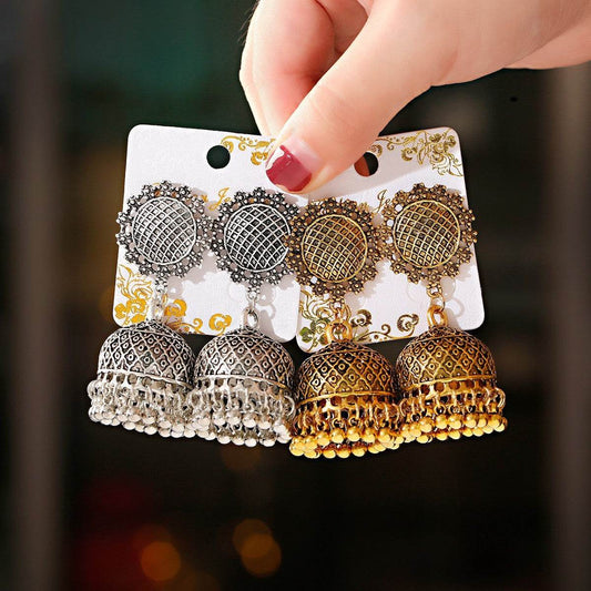 Bohemian Water Drop Ear Studs Buddha Light India Thailand Alloy Round Ring Earrings - Velora