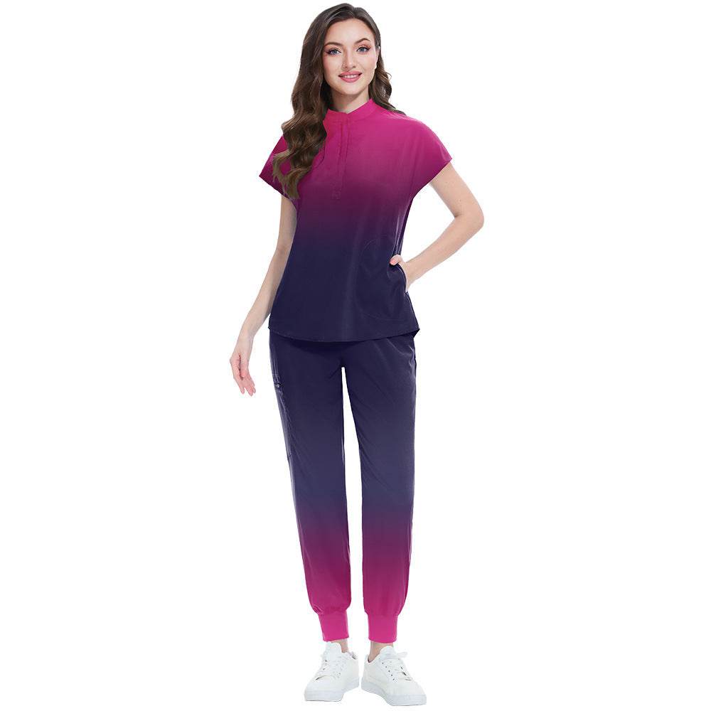 Gradient Color Men's And Women's Same Doctor Nurse Beauty Salon SPA Work Uniforms Suit - Velora