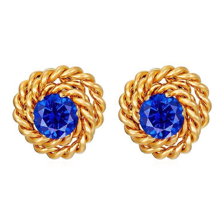 Retro Trendy Rose Zircon Stud Earrings - Velora