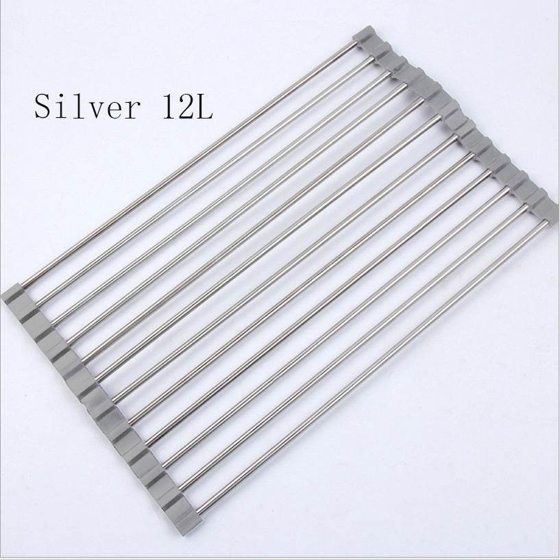 Folding Kitchen Drain Sink Rack Stainless Steel sink caddies - Velora
