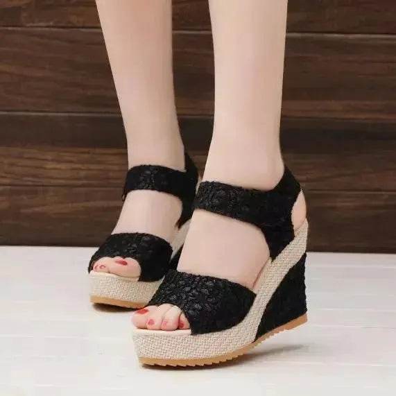 Platform High Wedge Sandals Plain Work sandals for women - Velora
