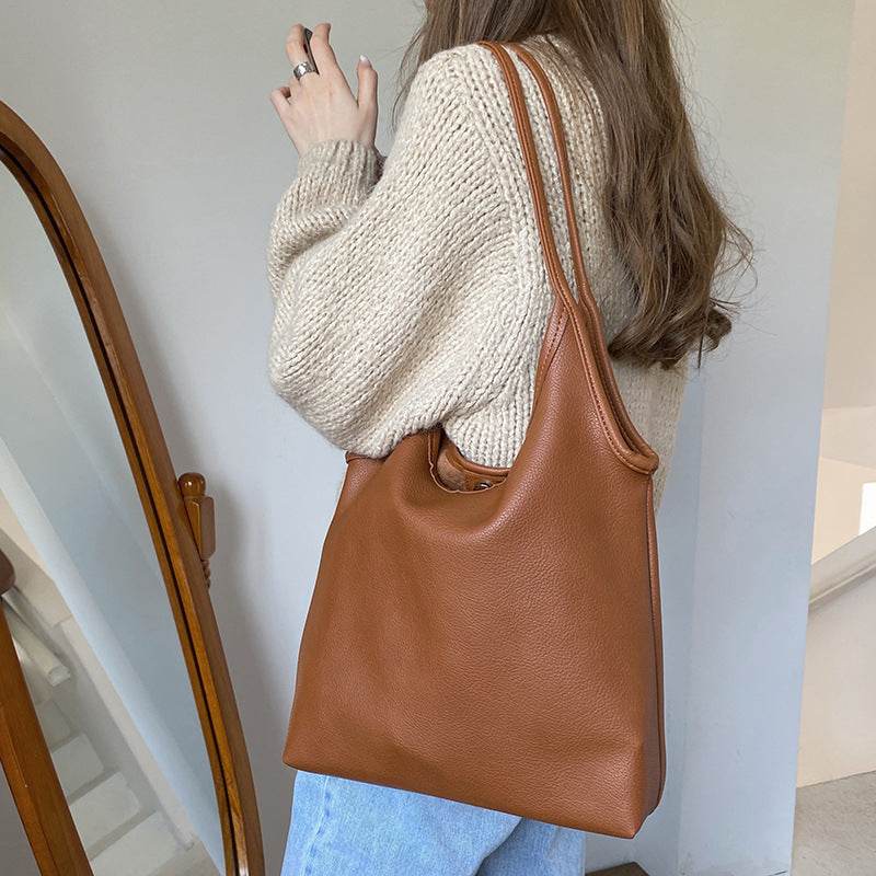Solid Color Lightweight Pu Soft Leather Hand Bag - Velora