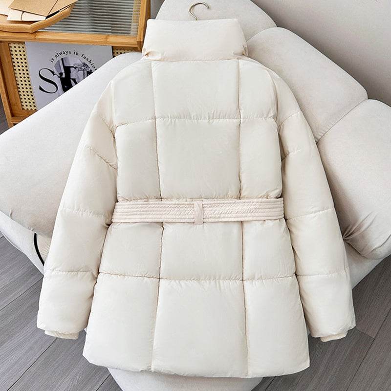 Warm Lapel Plaid Coat With Belt Design Fashion Casual Thick Jacket Fall And Winter Women's Clothing - Velora